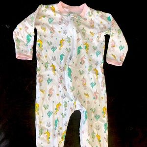 Noomie Seahorse Pima Cotton Zip Footie Sz 9-12m!